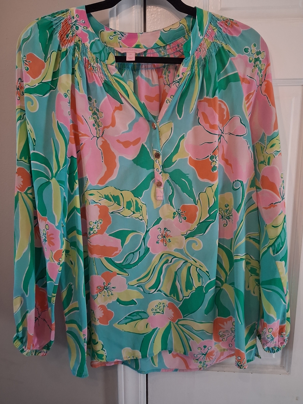 Lilly Pulitzer Silk Elsa Aqua and Pink